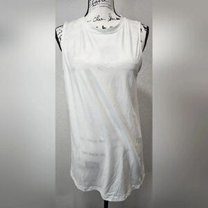 Pink Daisy Women's Athletic Open Back Sleeveless White Tank Top Size Small NWT
